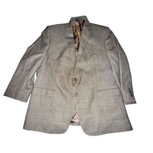 Vtg Lauren Ralph Lauren Blazer Men's Size 46R Brown Plaid 100% Wool 2 Button